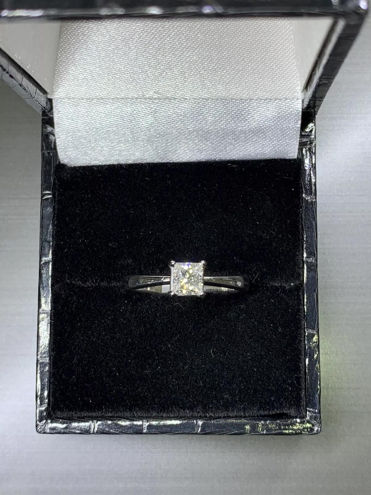 0.50ct Princess Diamond GIA Certified Engagement Ring In Platinum