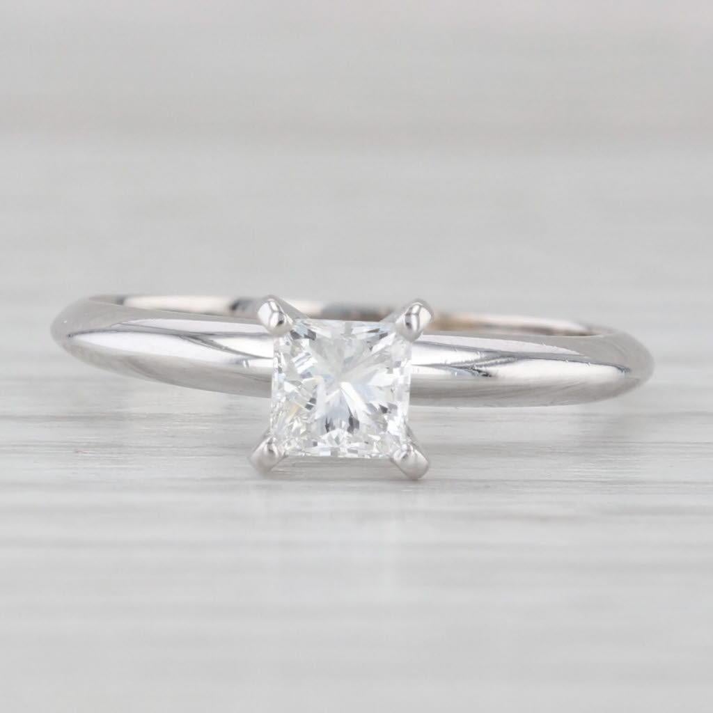 0.50ct Princesa Diamante Solitario Anillo de Compromiso Oro Blanco 14k Talla 6.5 Corte princesa en venta