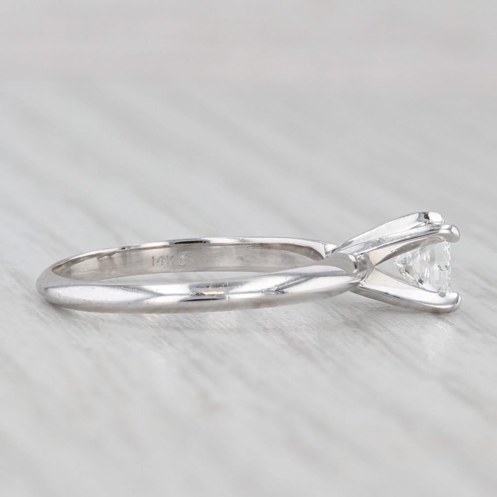 0.50ct Princesa Diamante Solitario Anillo de Compromiso Oro Blanco 14k Talla 6.5 en Bueno estado para la venta en McLeansville, NC