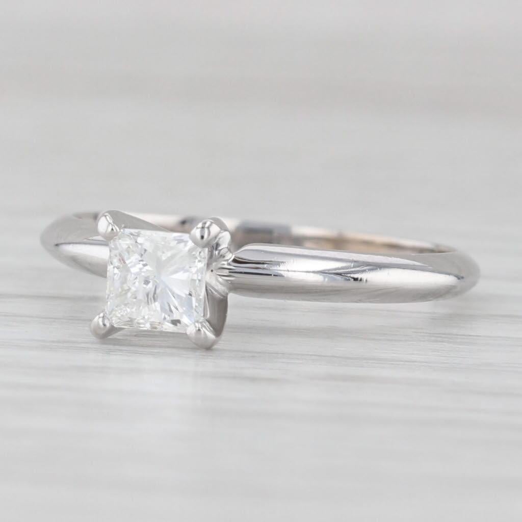 Femenino o masculino 0.50ct Princesa Diamante Solitario Anillo de Compromiso Oro Blanco 14k Talla 6.5 en venta