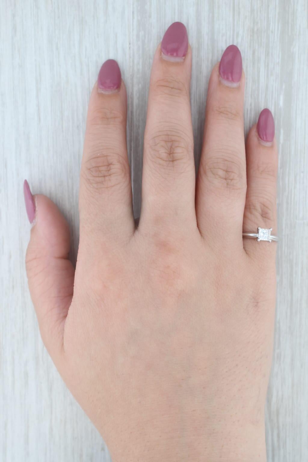 0.50ct Princesa Diamante Solitario Anillo de Compromiso Oro Blanco 14k Talla 6.5 en venta 3