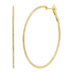 0.50ct Round Brilliant Cut Diamond Hoop Earrings in 14K Yellow Gold