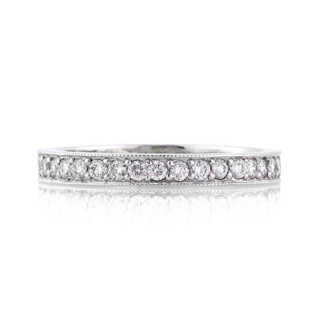 0.50ct Round Brilliant Cut Diamond Milgrain Wedding Band in Platinum For Sale