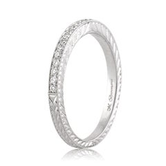 0.50ct Round Brilliant Cut Diamond Pavé Wedding Band with Hand Engraving