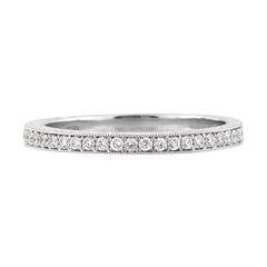 0,50 ct Alianza de boda con pavé de diamantes redondos talla brillante y grabado a mano