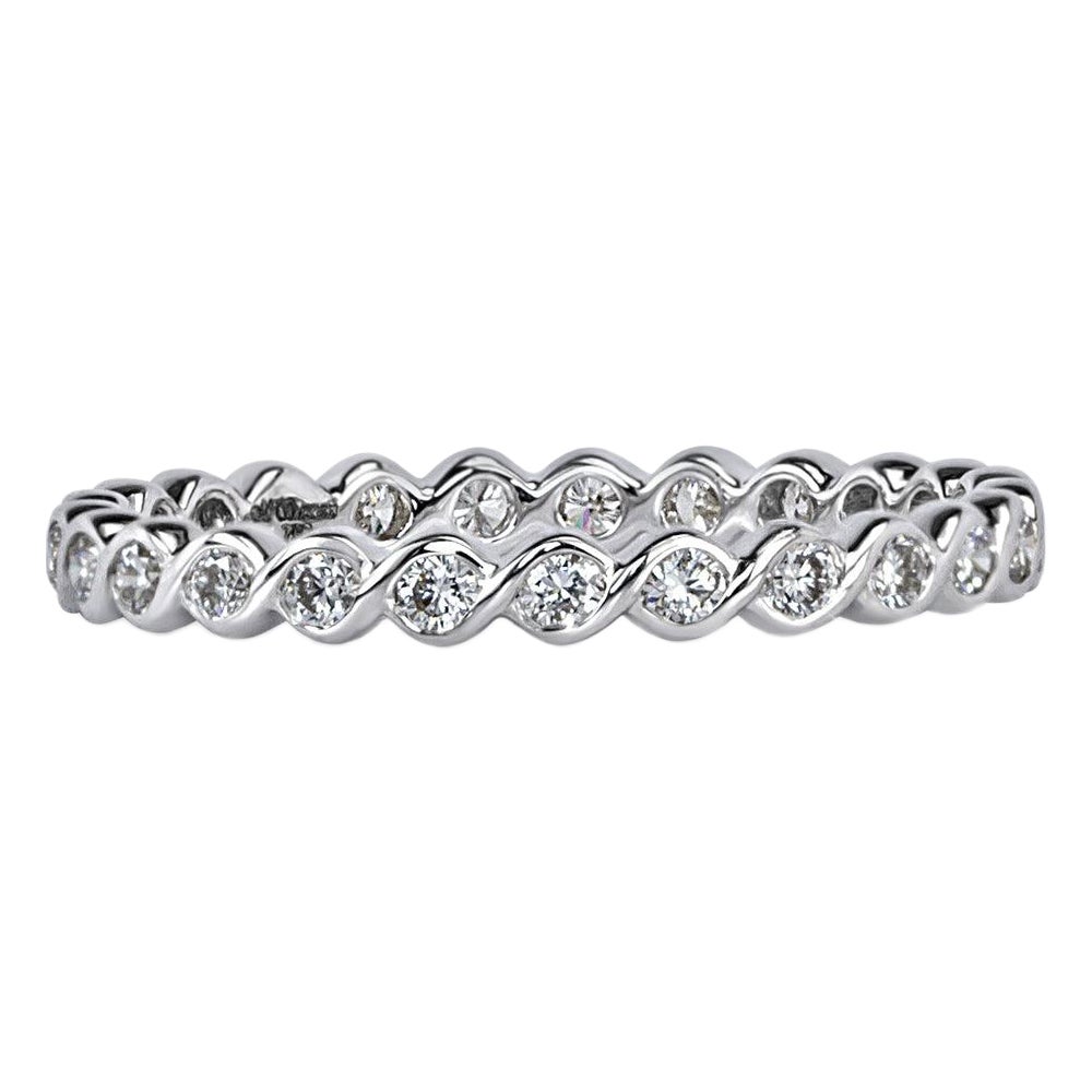 0.50ct Round Brilliant Cut Diamond Twisted Eternity Band in 18k White Gold