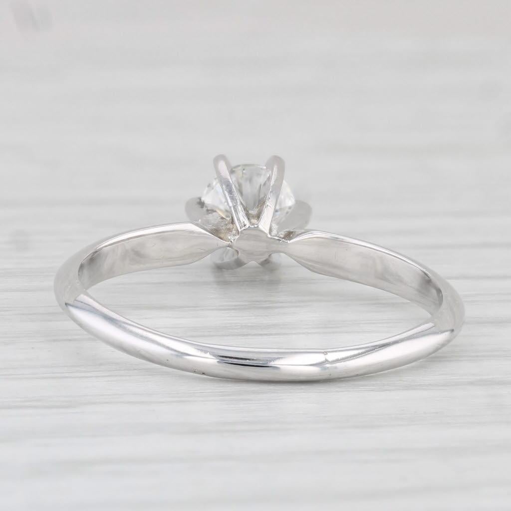 0.50ct Round Diamond Solitaire Engagement Ring 14k White Gold Size 8.5 For Sale 1