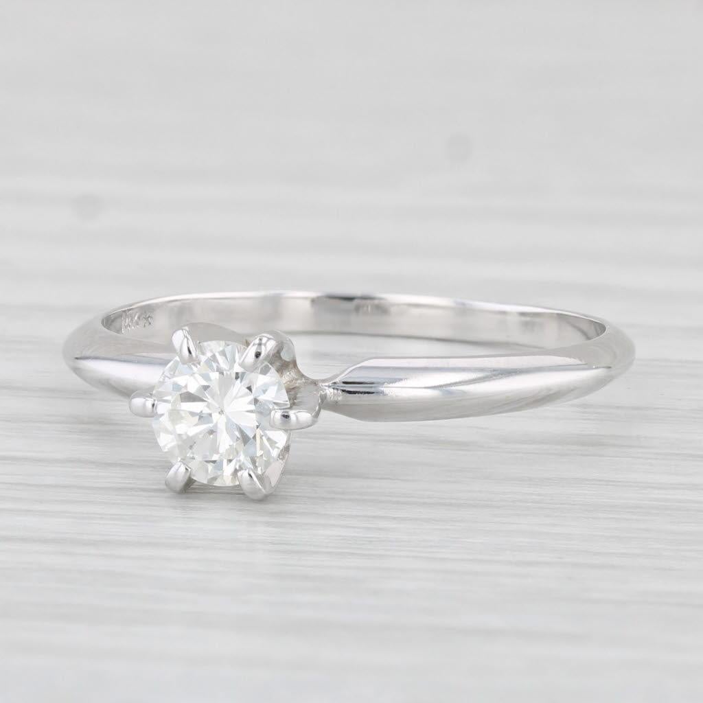 0.50ct Round Diamond Solitaire Engagement Ring 14k White Gold Size 8.5 For Sale