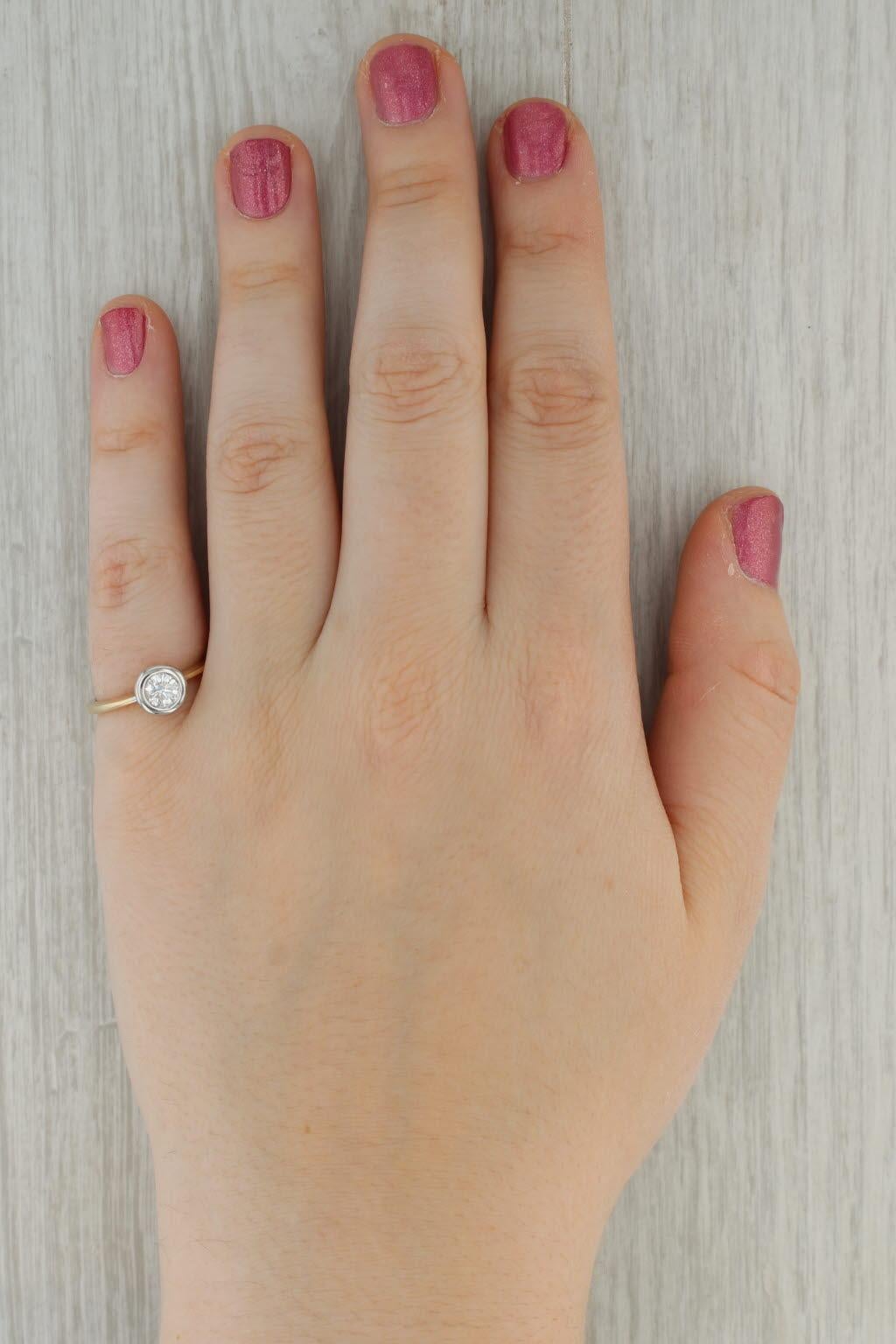 0.50ct Anillo de Diamante Solitario Redondo 14k Oro Amarillo Blanco Talla 6.75 1