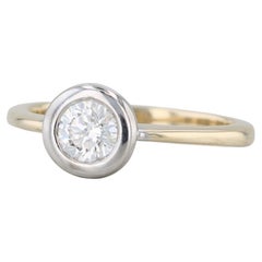Anello con diamante solitario rotondo da 0,50 carati in oro giallo bianco 14k, misura 6,75