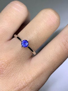 0.50ct Sapphire Royal blue solitaire engagement ring in platinum wedding