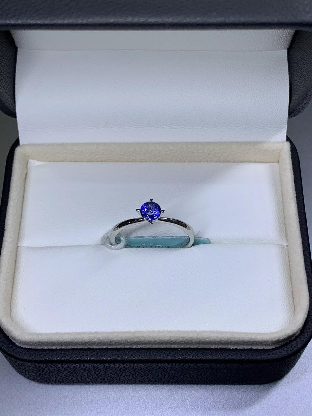 0,50 ct Zafiro Azul real anillo de compromiso solitario en platino boda Corte redondo en venta