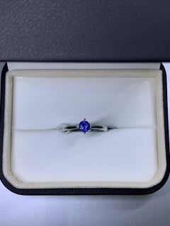 0.50ct Sapphire Royal blue solitaire engagement ring in platinum wedding