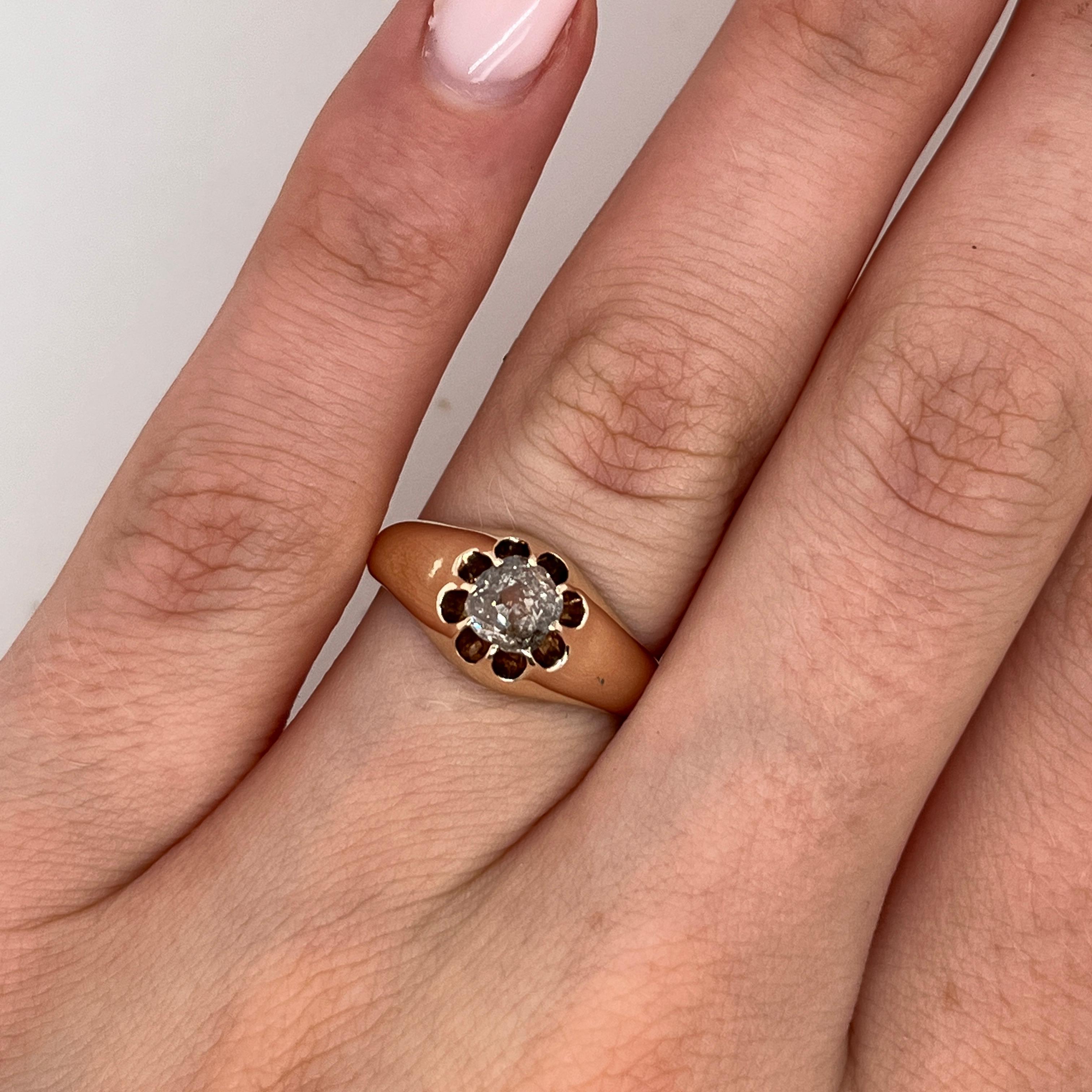 Bague en or jaune 9ct avec diamant naturel de 0,50ct de taille victorienne Unisexe en vente