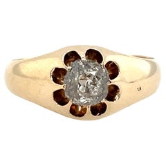Anillo de diamantes naturales talla victoriana de 0,50 ct, engastado en oro amarillo de 9 ct