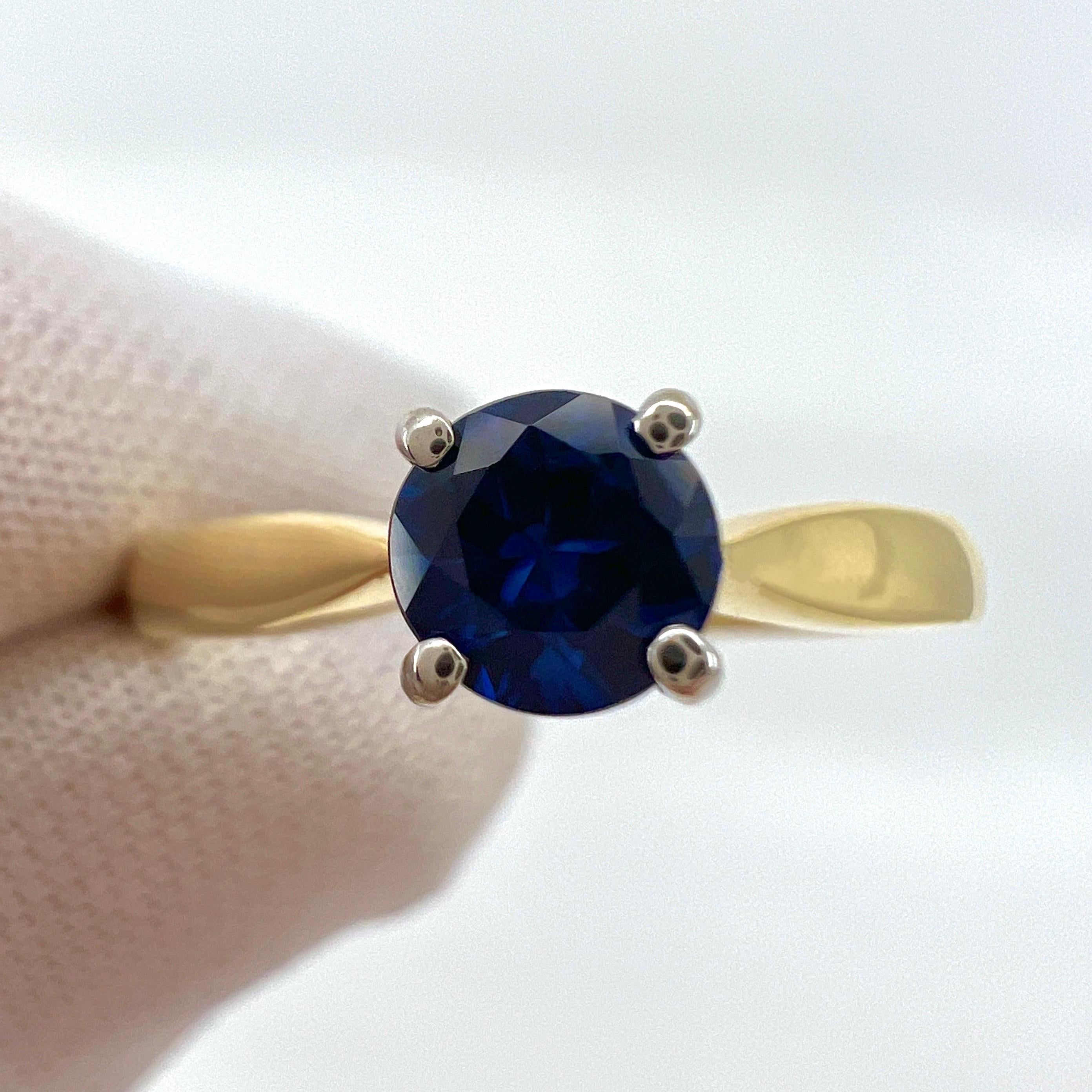 Vivid Cornflower Blue Ceylon Sapphire Round Cut 18k Yellow & White Gold Solitaire Ring.

Top grade 0.50 carat sapphire with a stunning vivid cornflower blue colour and excellent clarity. Very clean stone.
Also has an excellent round brilliant cut