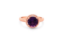 0.50 Ct Amethyst Halo Ring 925 Sterling Silver 18K Rose Gold Plated Bridal Ring