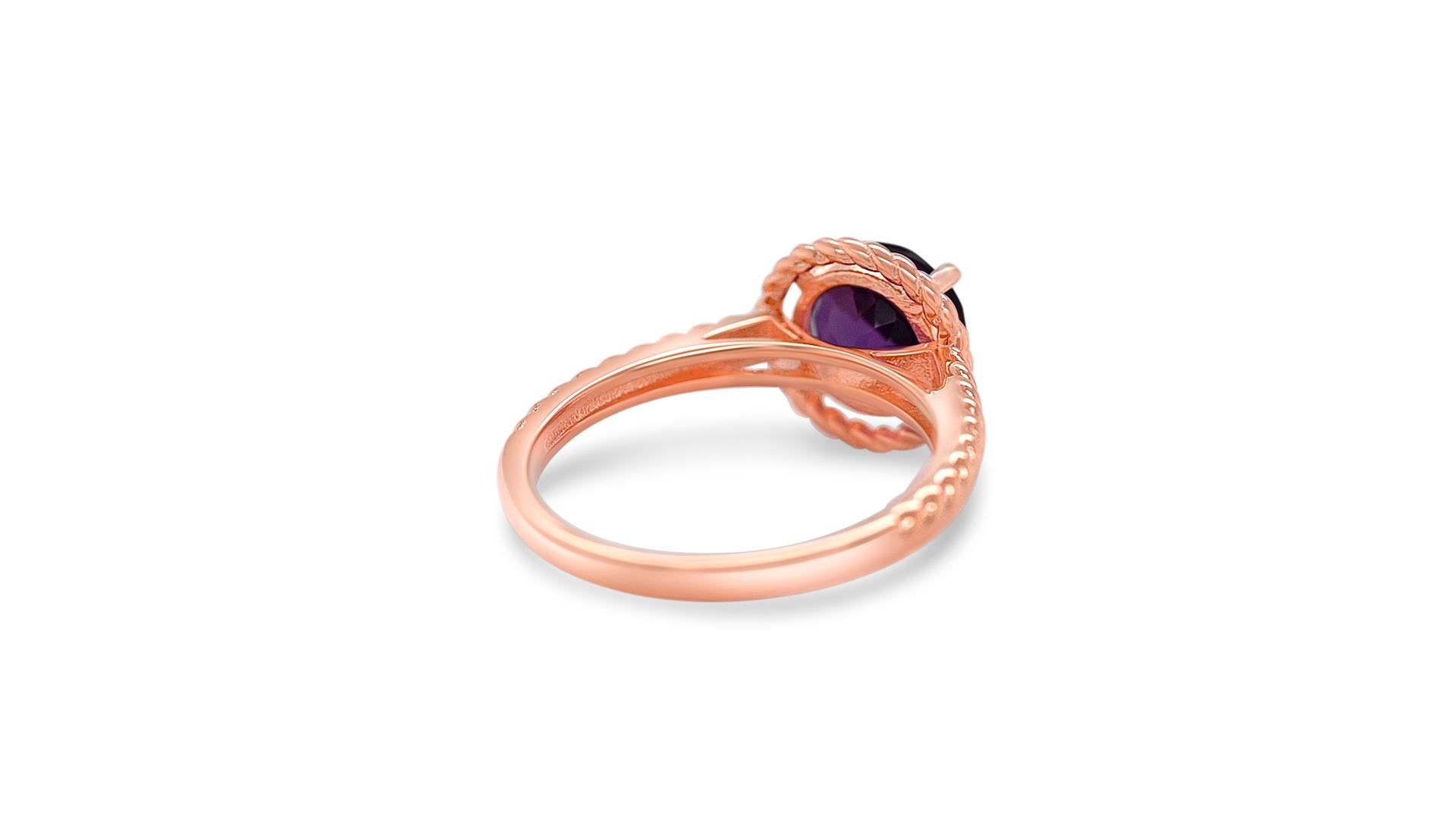 Women's or Men's 0.50 Ct Amethyst Halo Ring 925 Sterling Silver 18K Rose Gold Plated Bridal Ring For Sale