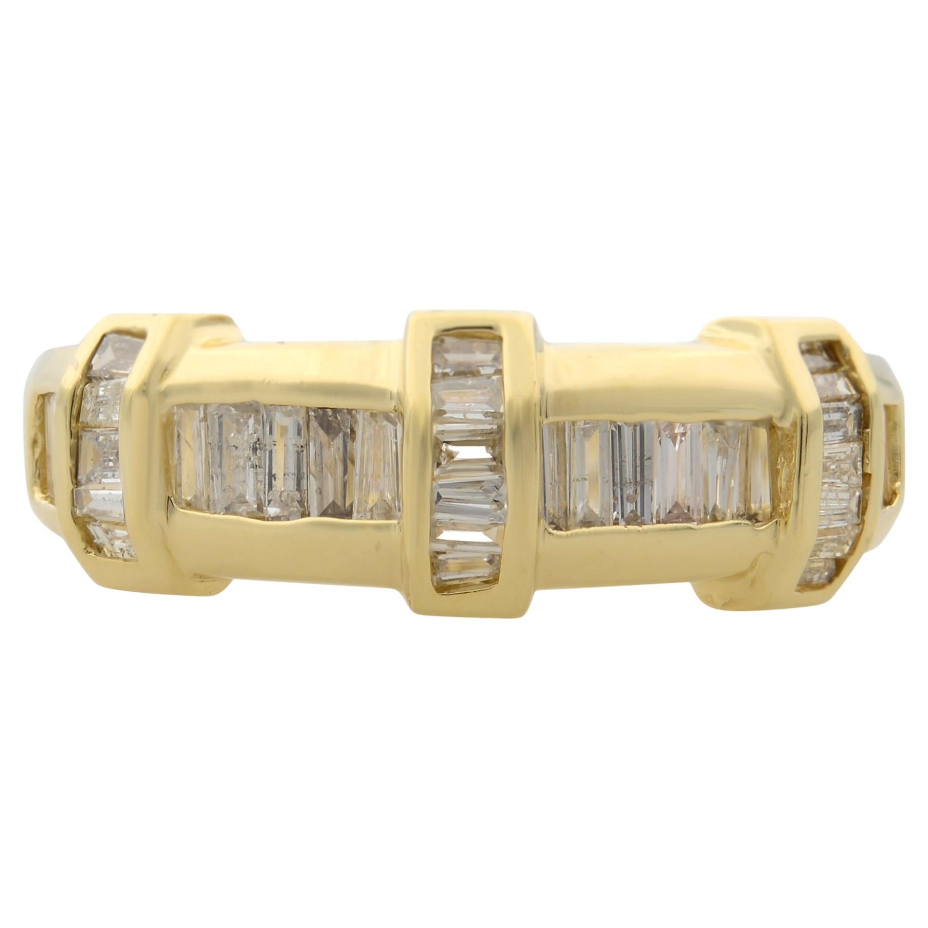0.50Cttw Baguette Cut Diamond Ladies Band Ring 14K Yellow Gold For Sale