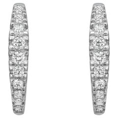 0.50Cttw Pave Set Round Cut Diamond Huggie Earrings 14K White Gold