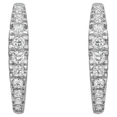 0.50Cttw Pave Set Round Cut Diamond Huggie Earrings 14K White Gold