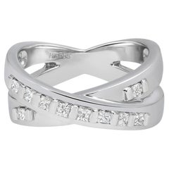 Anillo entrecruzado de diamantes talla princesa 0,50 ctw Oro blanco 14k