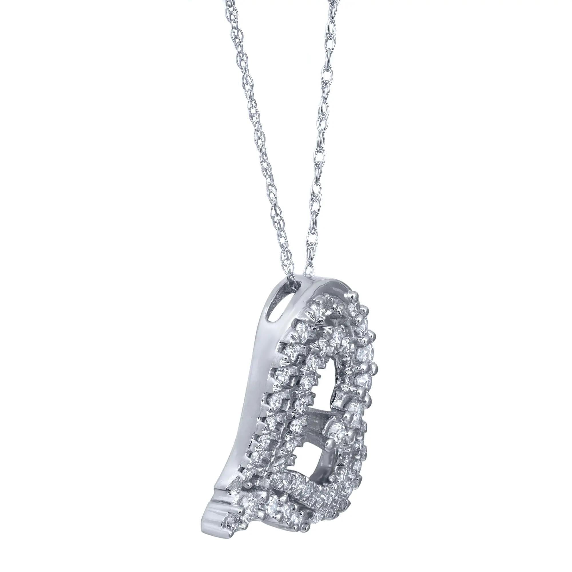 Modern 0.50cttw Prong Set Round Cut Diamond Heart Pendant Necklace 14k White Gold For Sale