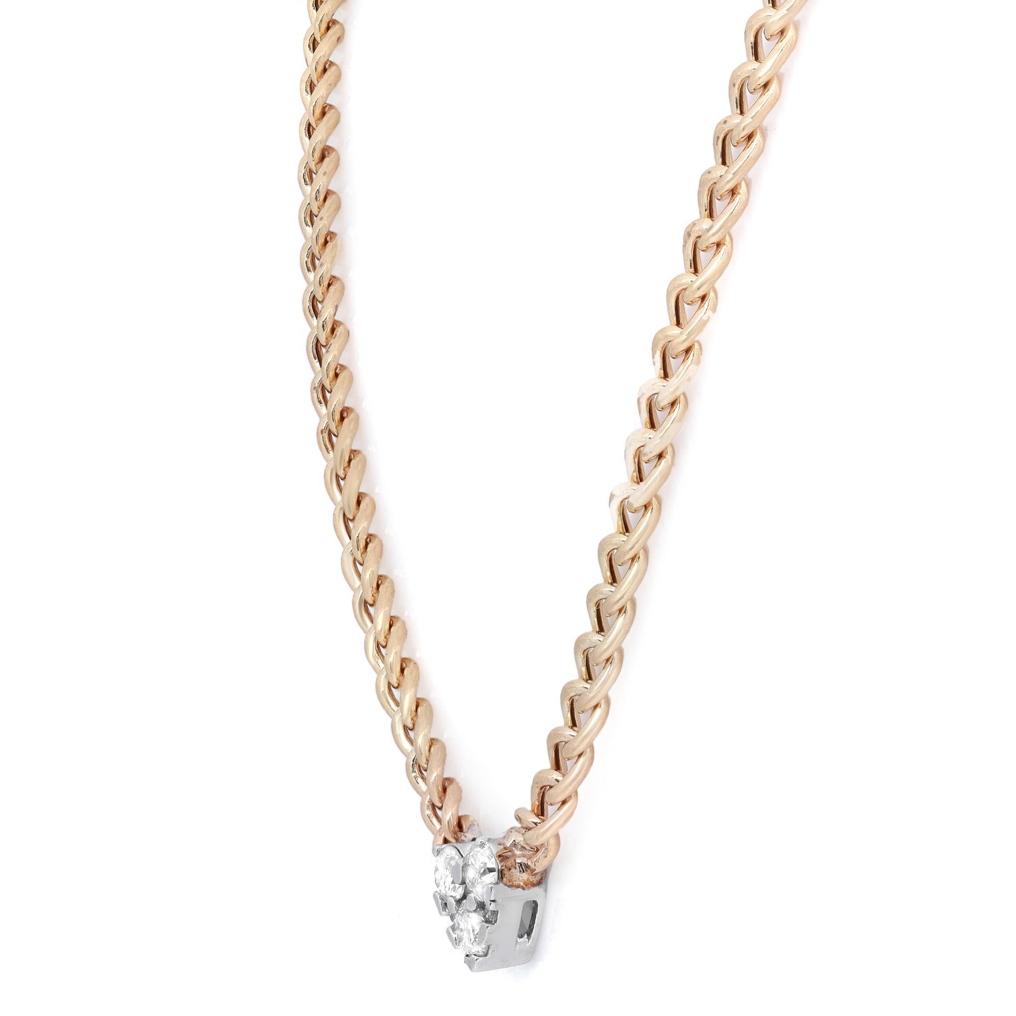 Modern 0.50Cttw Round Cut Diamond Heart Pendant Cuban Chain Necklace 14K Yellow Gold For Sale