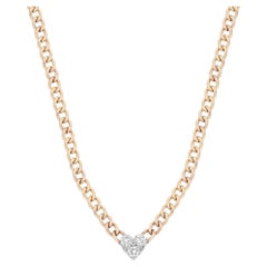 0,50 Karat Rundschliff Diamant-Herz-Anhänger Cuban Kette Halskette 14K Gelbgold