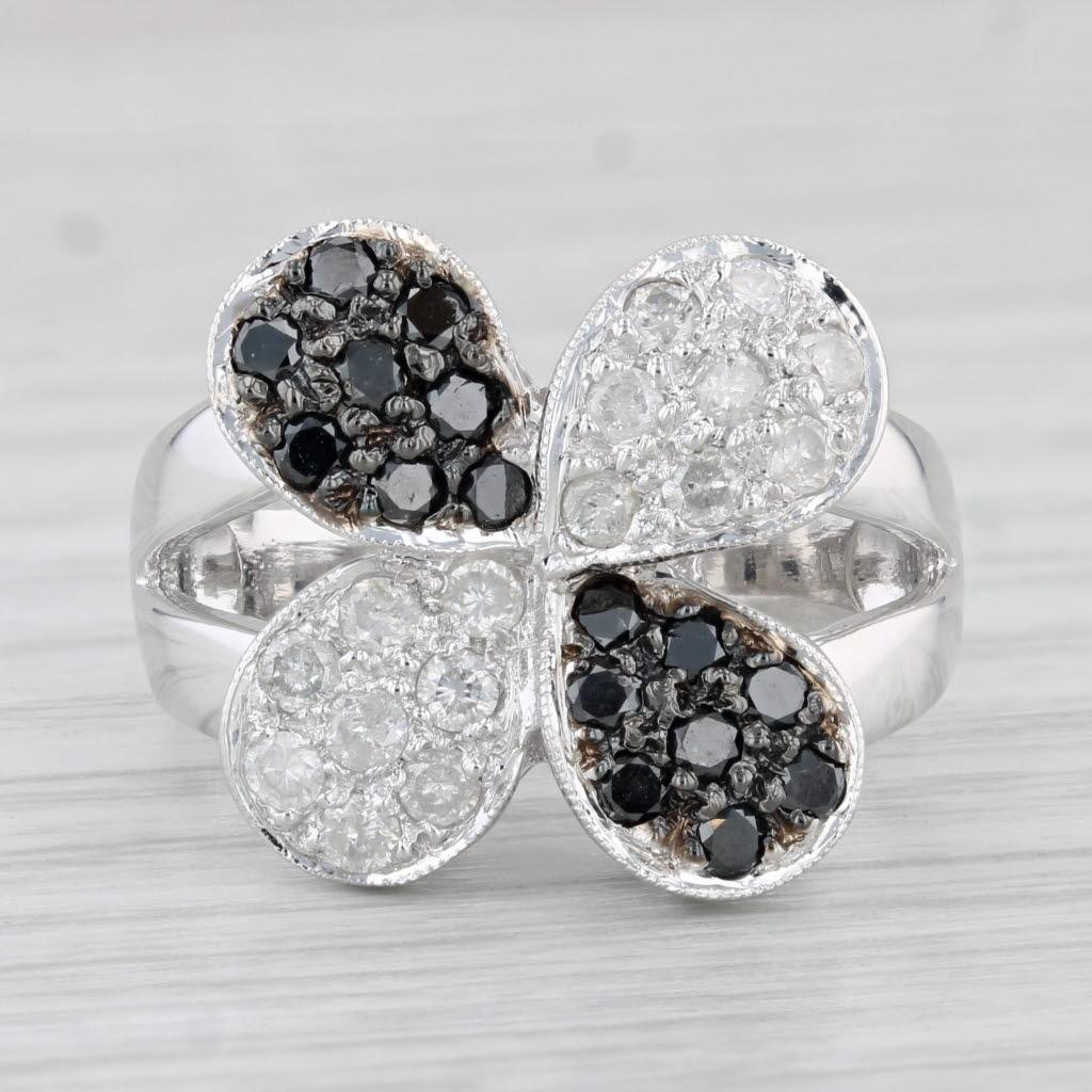 Gemstone Information:
- Natural Diamonds -
Total Carats - 0.50ctw
Cut - Round Brilliant
Color - Black 0.25ctw, K - L 0.25ctw
Clarity - I1 - I2

Metal: 14k White Gold 
Weight: 7.6 Grams 
Stamps: 14k
Face Height: 16.2 mm 
Rise Above Finger: 6.2