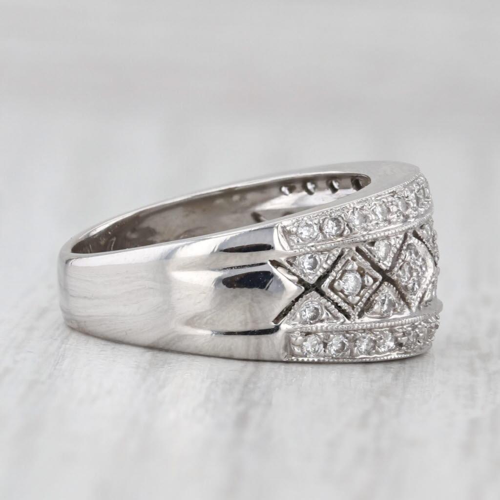 0.50ctw Diamond Argyl Pattern Ring 14k White Gold Size 6.25 In Good Condition For Sale In McLeansville, NC