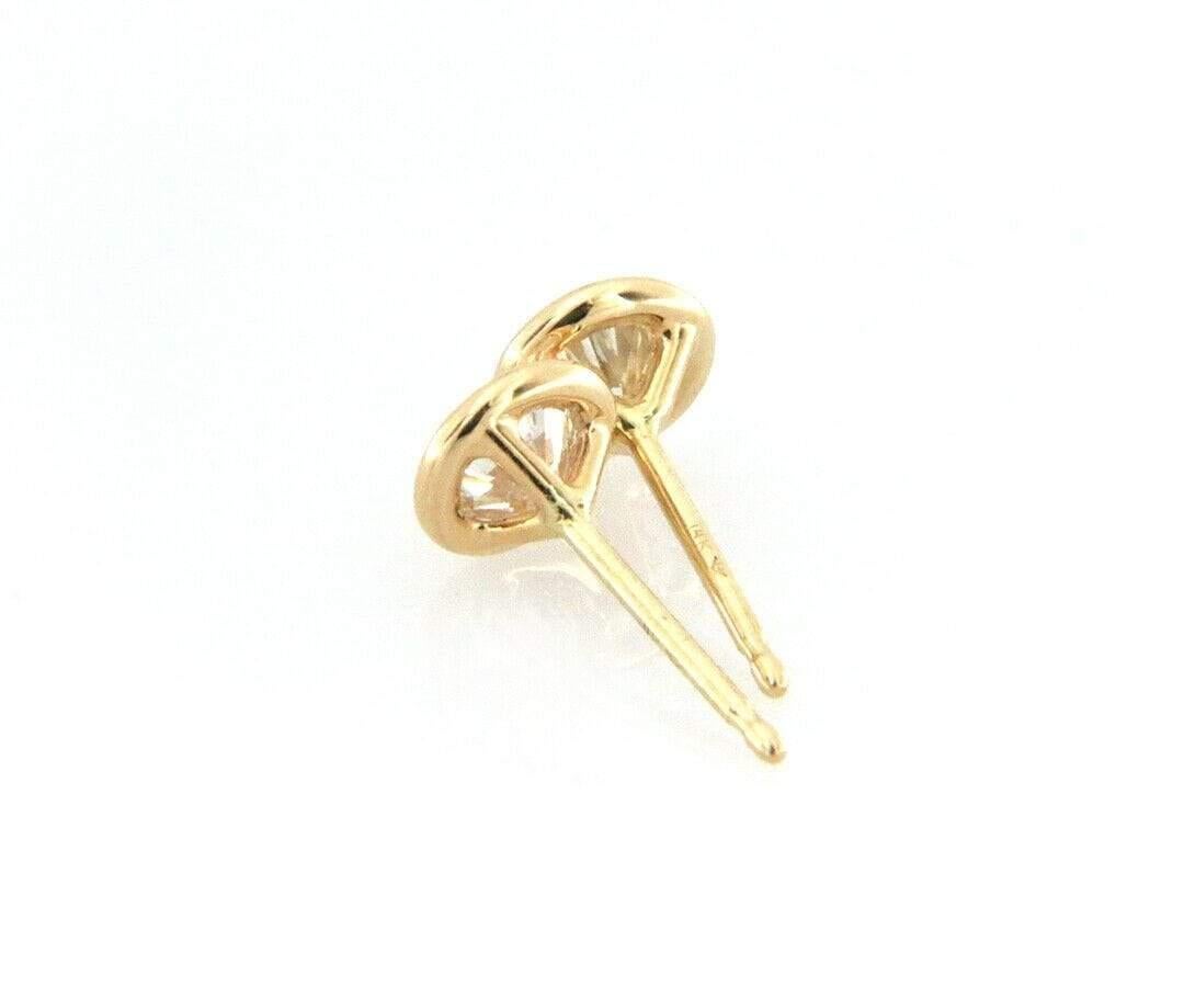 0.50ctw Diamond Bezel Set Stud Earrings in 14K Yellow Gold For Sale 2