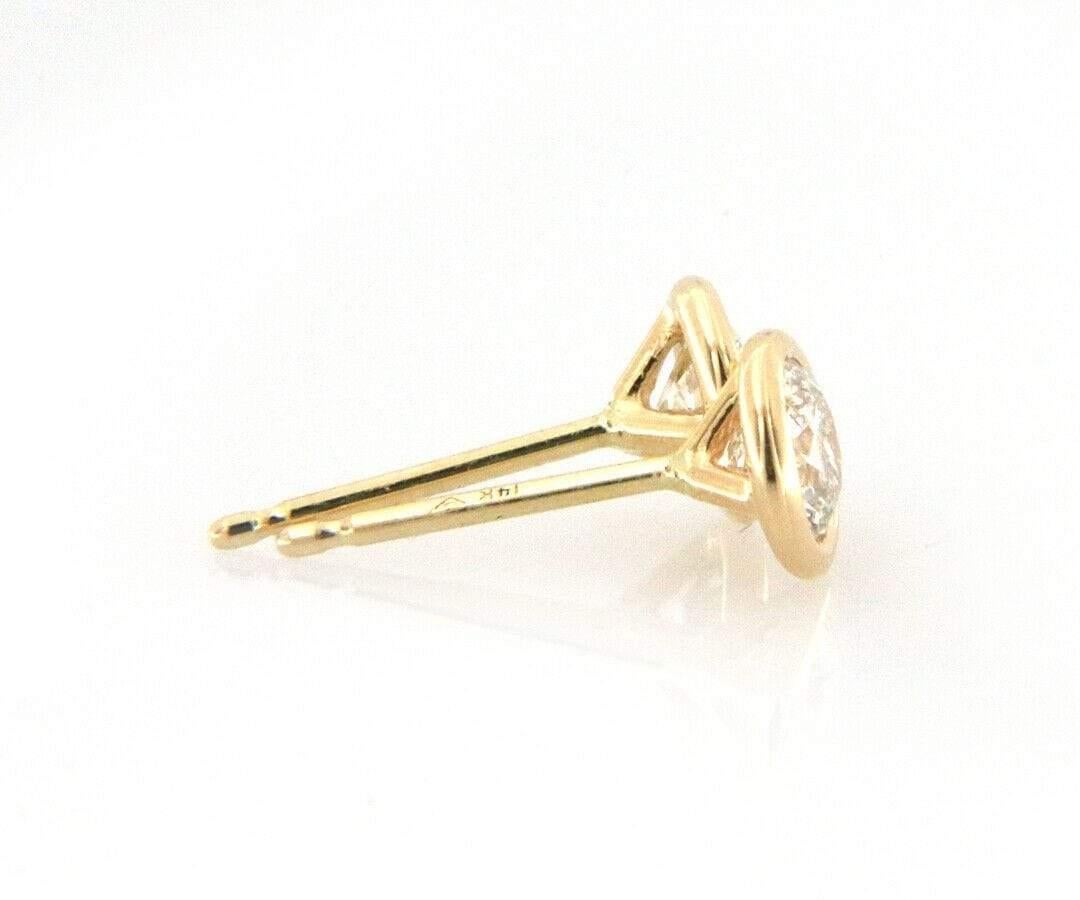 0.50ctw Diamond Bezel Set Stud Earrings in 14K Yellow Gold For Sale 3