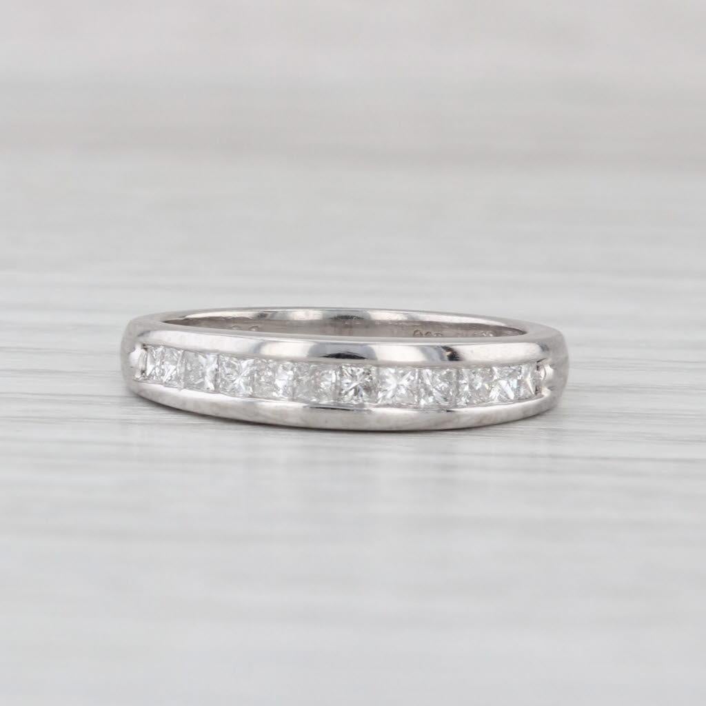 Princess Cut 0.50ctw Diamond Channel Set Wedding Band 900 Platinum Size 6.5 Stackable Ring For Sale