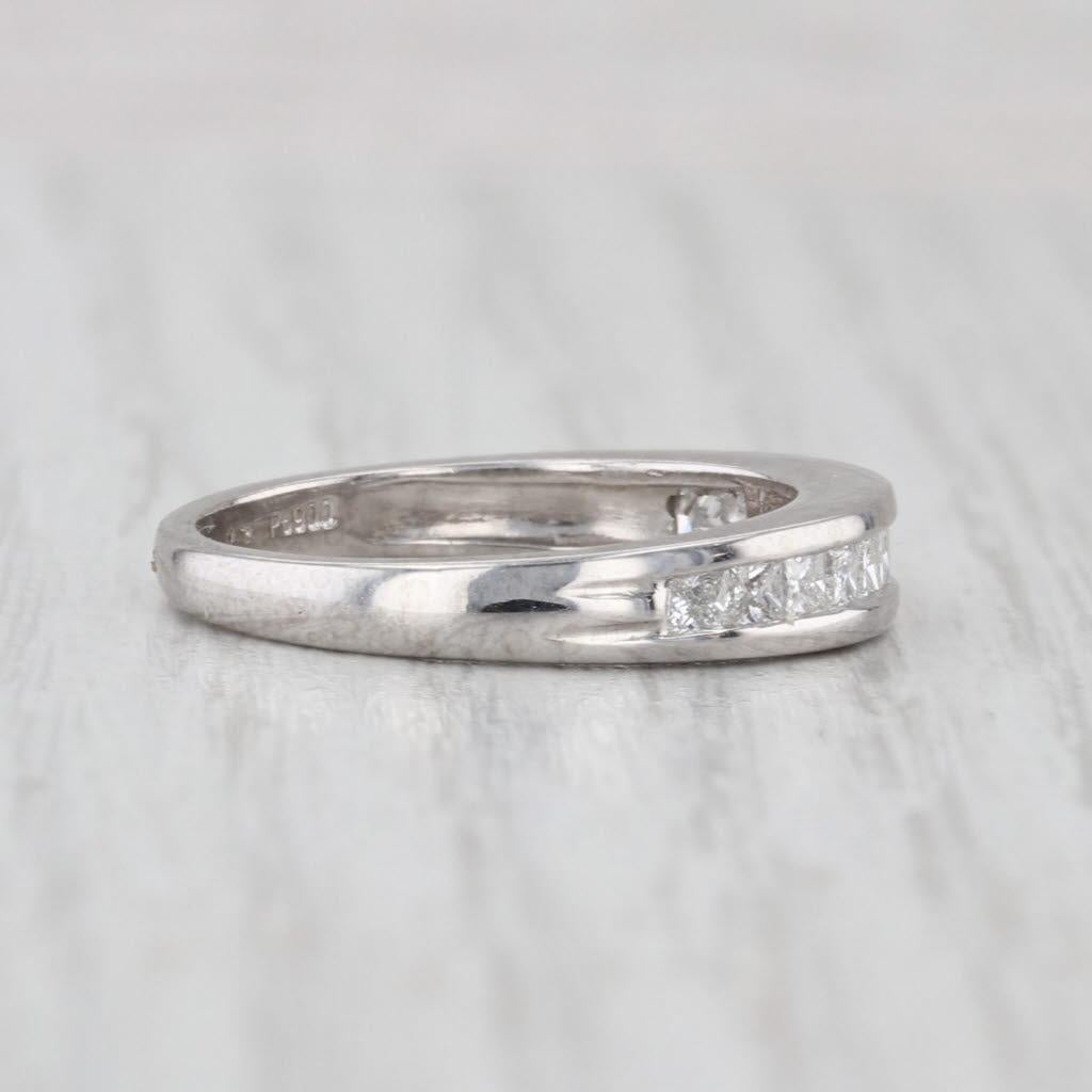 0.50ctw Diamond Channel Set Wedding Band 900 Platinum Size 6.5 Stackable Ring In Good Condition For Sale In McLeansville, NC