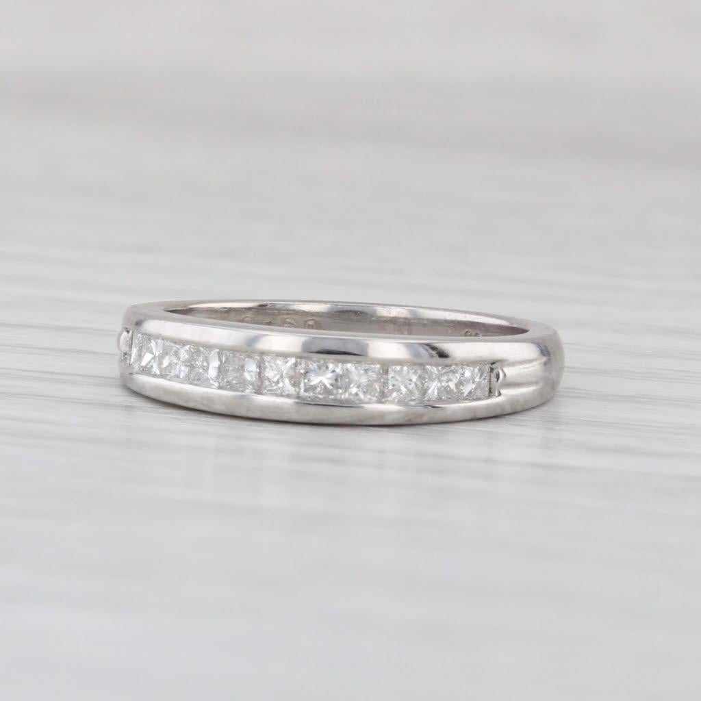 Women's or Men's 0.50ctw Diamond Channel Set Wedding Band 900 Platinum Size 6.5 Stackable Ring For Sale