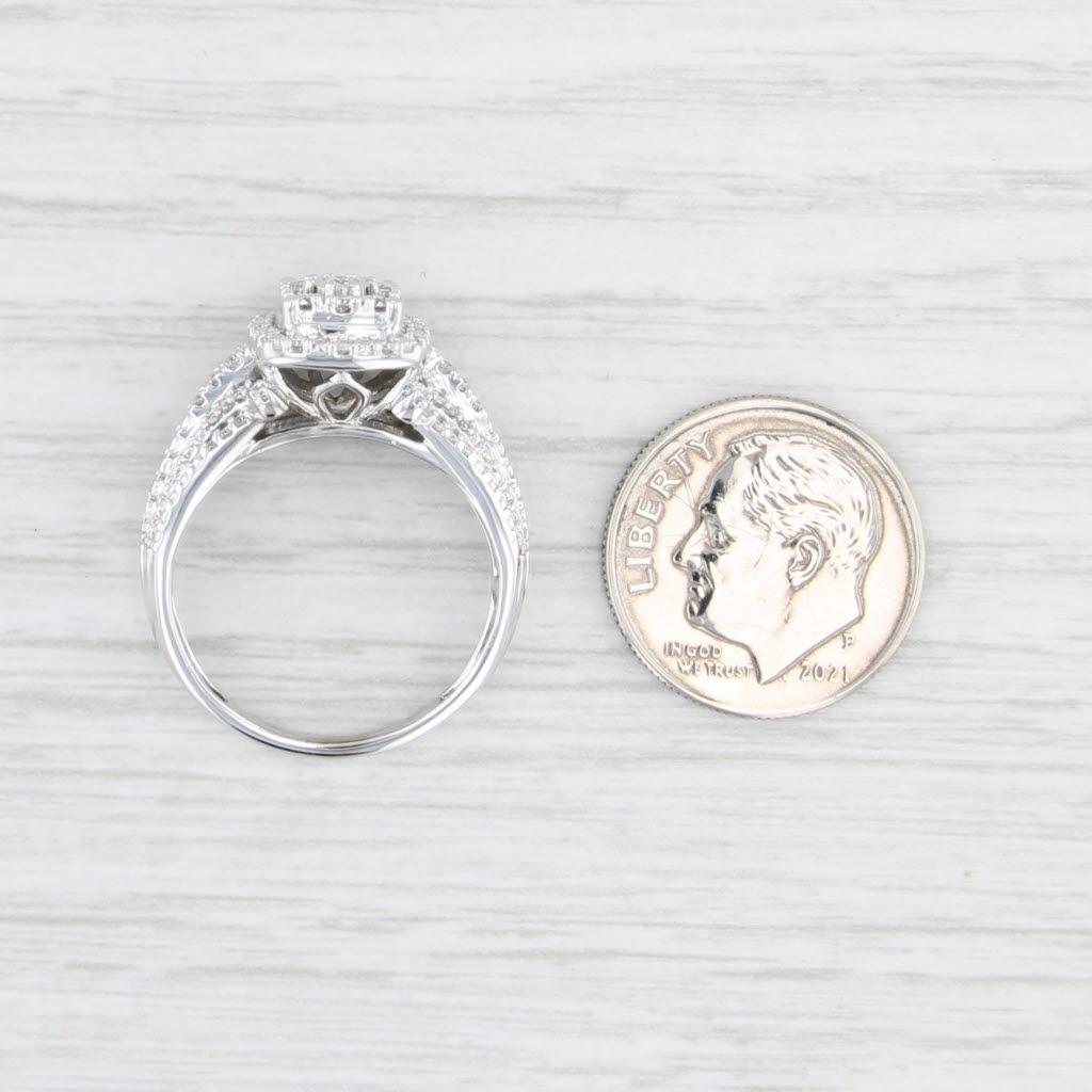 0.50ctw Diamond Cluster Halo Engagement Ring 10k White Gold Size 7.25 en vente 2