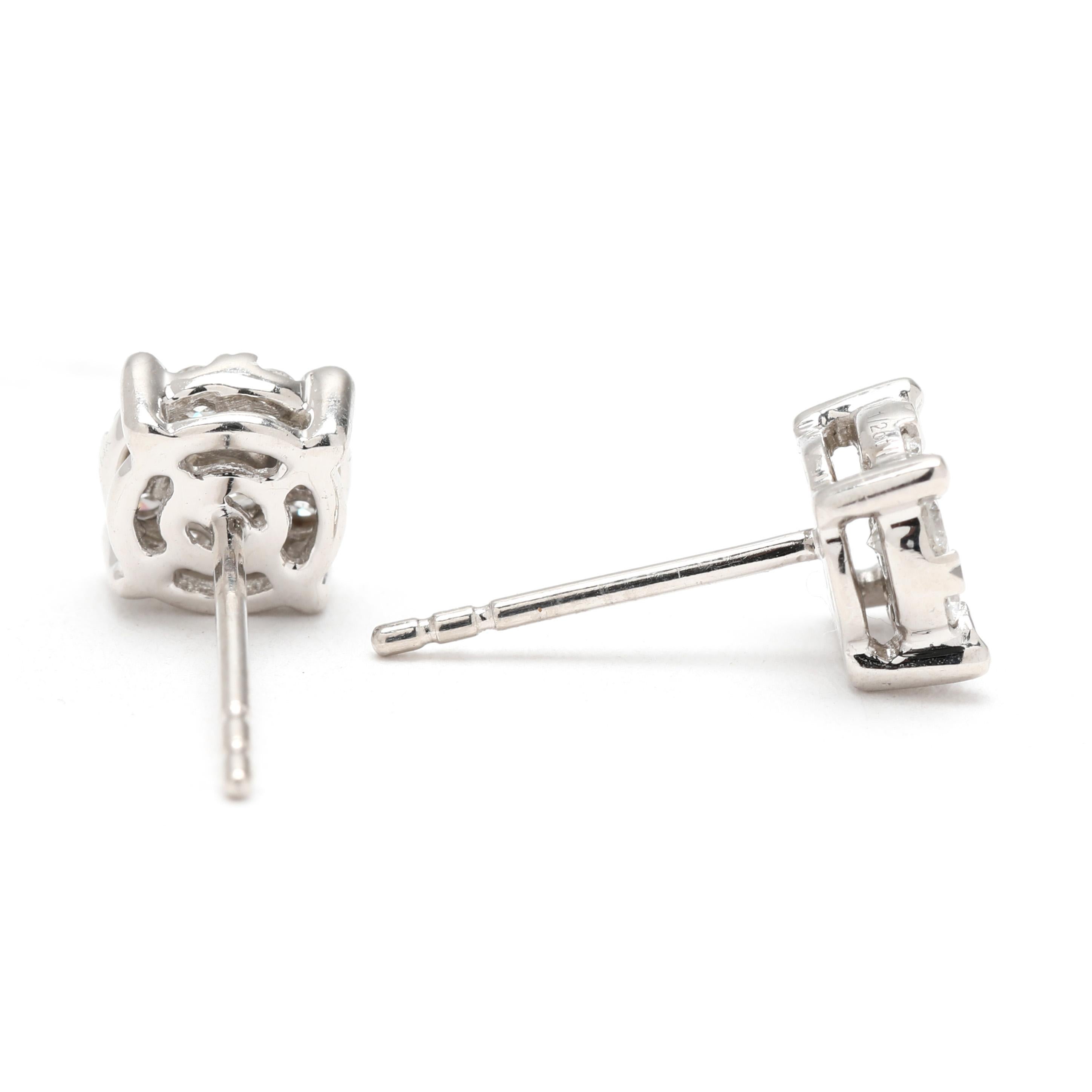 Pierres :
diamants, 18 pierres
taille ronde brillante
1.6 - 3.2 mm
environ .50 carats au total
Couleur F-G, pureté VS2-SI1

Longueur : 6.2 mm

Poids : 1 dwts. / 1,5 grammes

Tampons : 