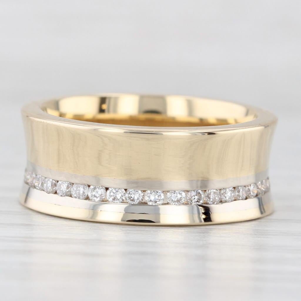 0,50ctw Diamant konturierte Ewigkeit Ring 14k Gelbgold Größe 7 Wide Band (Rundschliff) im Angebot