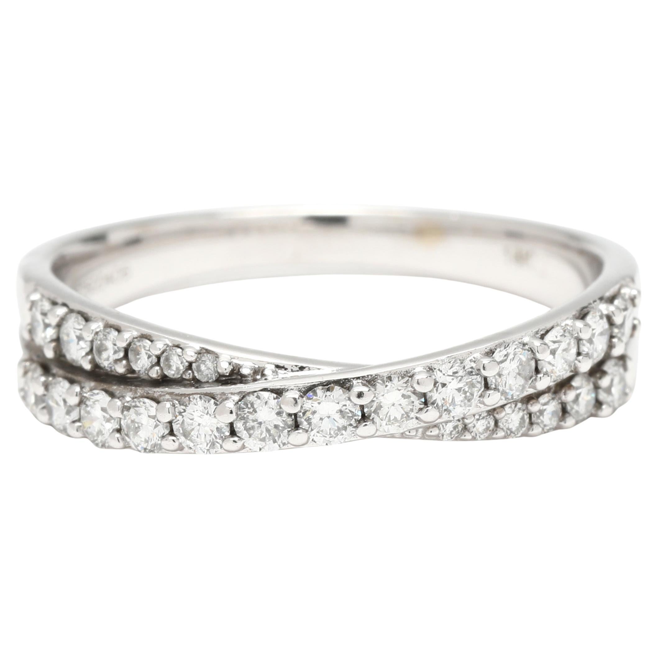 0.50ctw Diamond Crossover Band Ring, 14k White Gold, Taille de bague 7