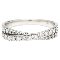 0.50ctw Diamond Crossover Band Ring, 14k White Gold, Taille de bague 7