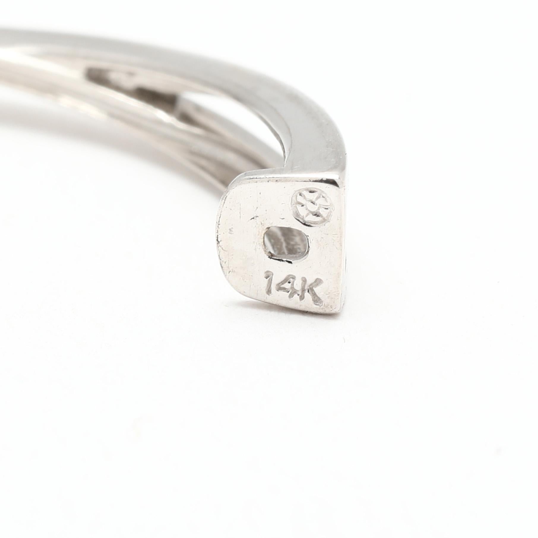 Taille simple Grandes créoles croisées avec diamants 0,50 carat, or blanc 14 carats en vente