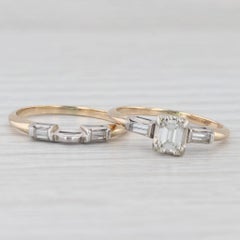 0.50ctw Diamond Engagement Ring Wedding Band Guard Bridal Set 14k Gold Size 6