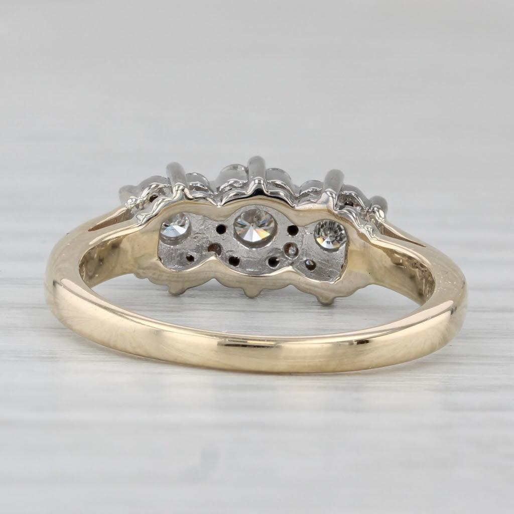 Round Cut 0.50ctw Diamond Flower Clusters Ring 14k Yellow White Gold Size 7 Engagement For Sale