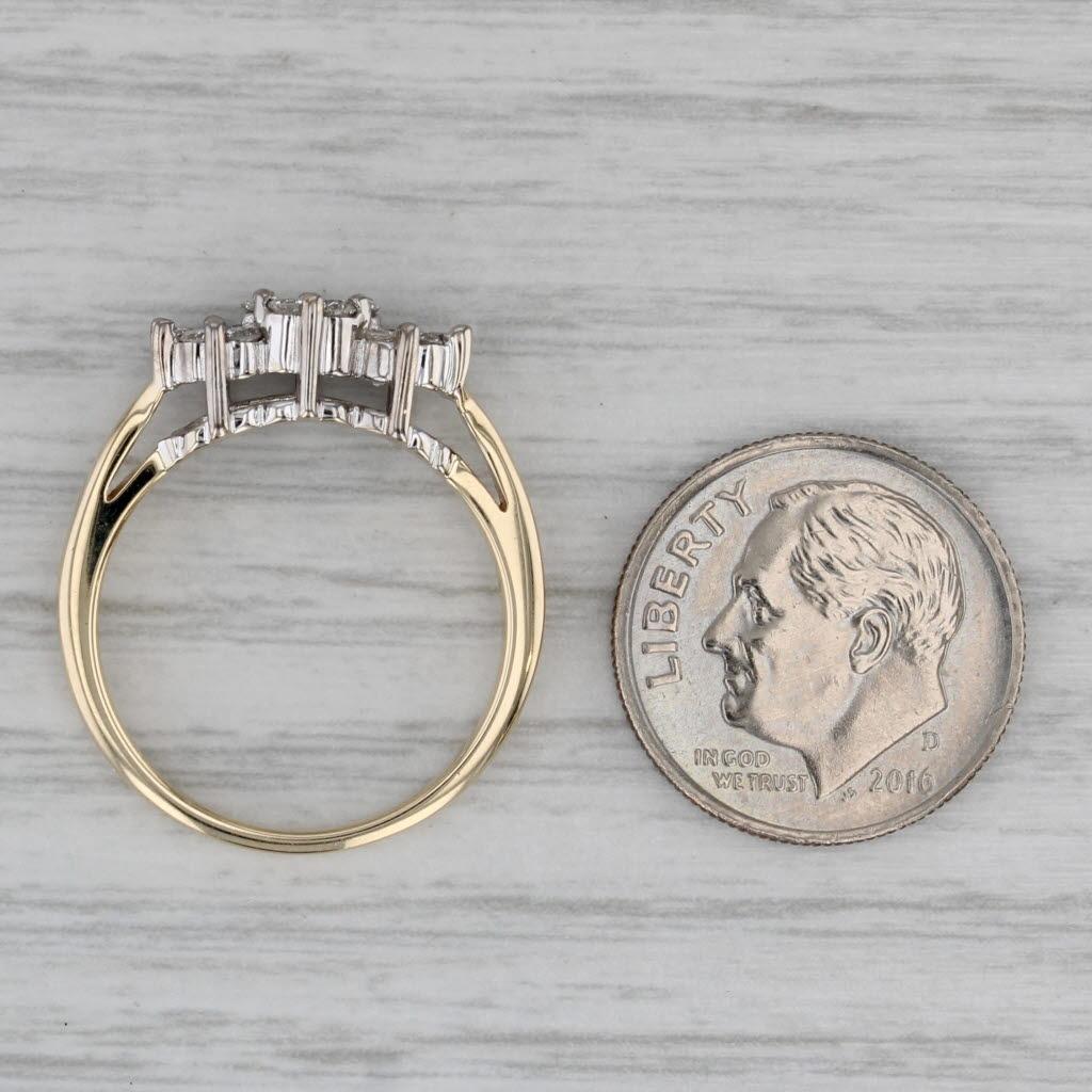 0.50ctw Diamond Flower Clusters Ring 14k Yellow White Gold Size 7 Engagement For Sale 2