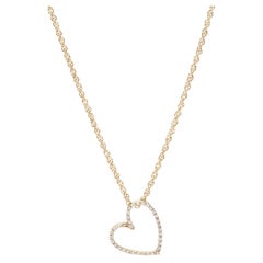 0.50ctw Diamond Heart Pendant Necklace, 14K Yellow Gold, Length 16 Inches