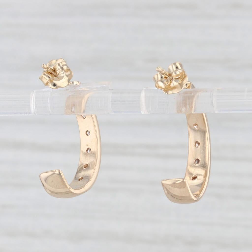 Women's 0.50ctw Diamond J-Hook Drop Earrings 14k Yellow Gold For Sale