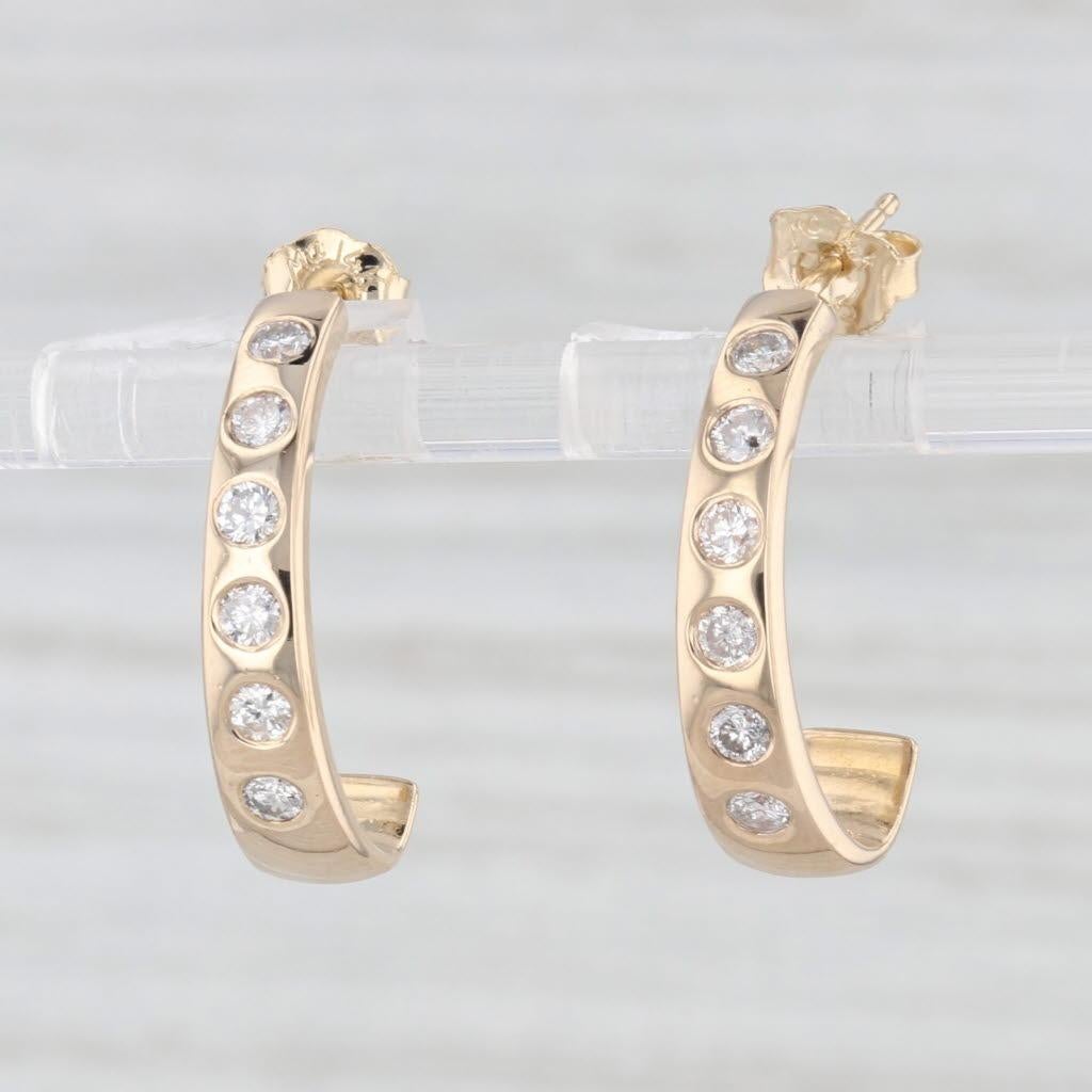 0.50ctw Diamond J-Hook Drop Earrings 14k Yellow Gold For Sale