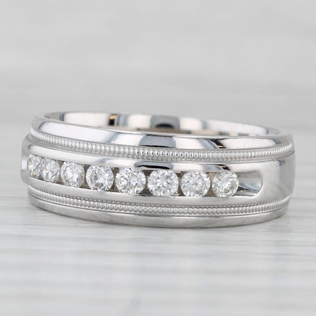0,50ctw Diamant Männer Hochzeit Band 14k Weißgold Größe 10 Ring für Damen oder Herren im Angebot