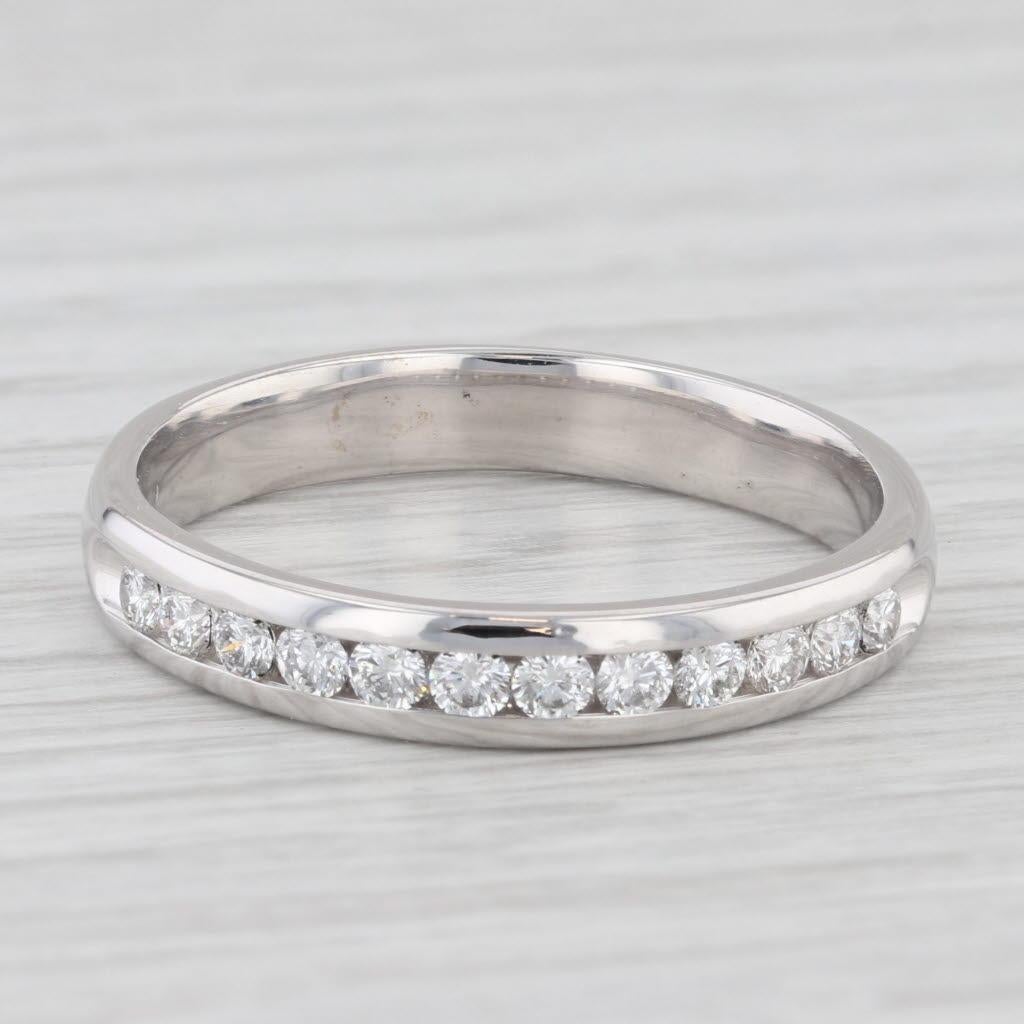 0.50ctw Diamond Men's Wedding Ring 14k White Gold Size 11.25 Band In Good Condition In McLeansville, NC